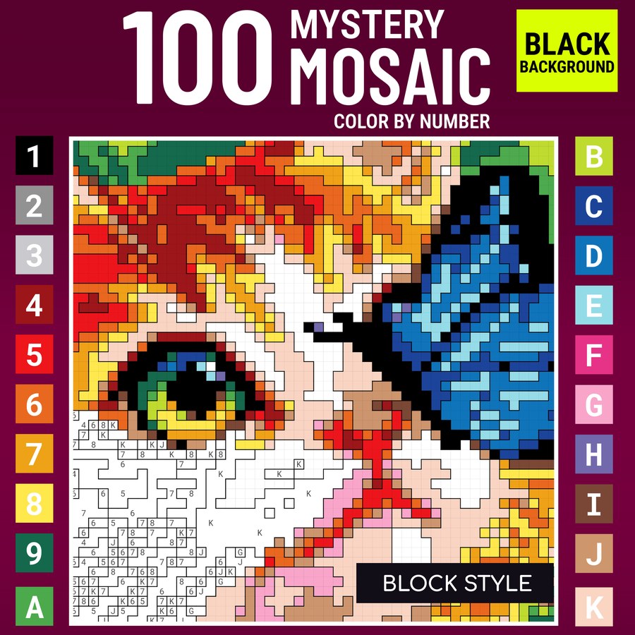 100 Mystery Mosaic Block Style color by number book cover