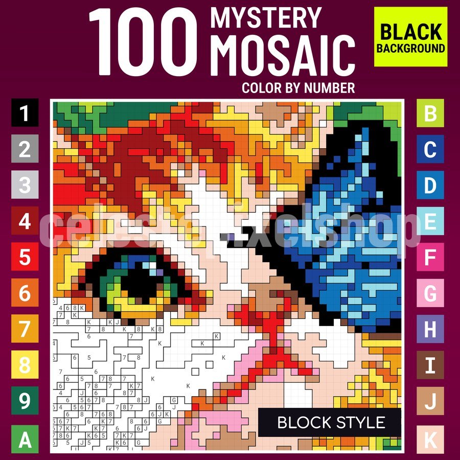 100 Mystery Mosaic Block Style color by number book cover