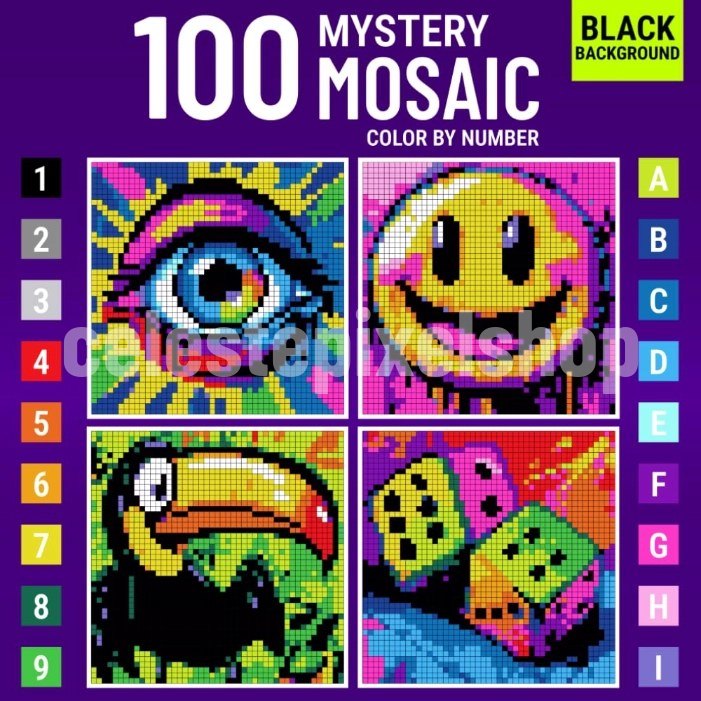 Mystery Mosaic Vibrant Color Quest color by number book cover